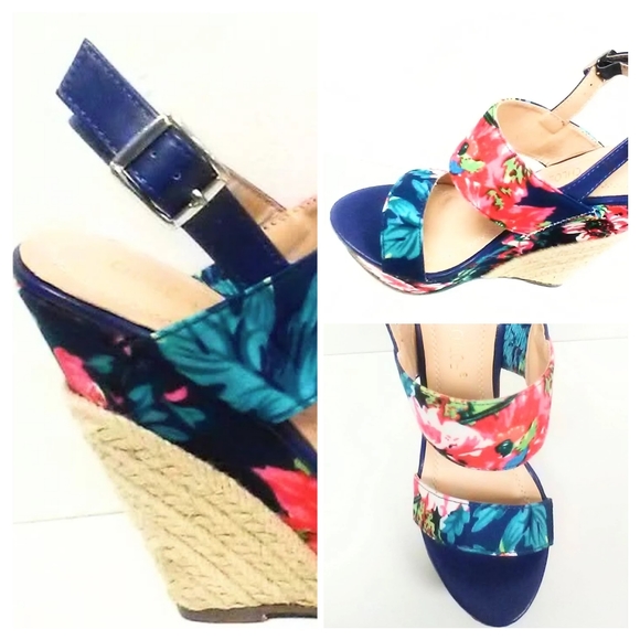 NEW! CUTE! ROYAL BLUE WEDGE HEEL! - Picture 3 of 8